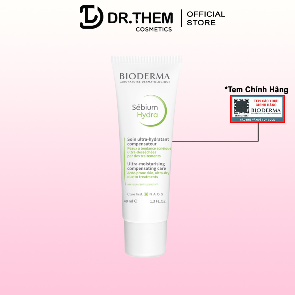 Kem dưỡng ẩm cho da dầu mụn bioderma sebium hydra 40ml