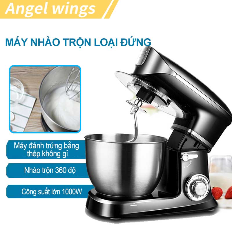 Máy đánh trứng máy trộn bột nhào bột dung tích 6.5 lít công suất lớn 1300W máy trộn bột đánh trứng toàn tự động màu đen  nâng cấp mới nhất