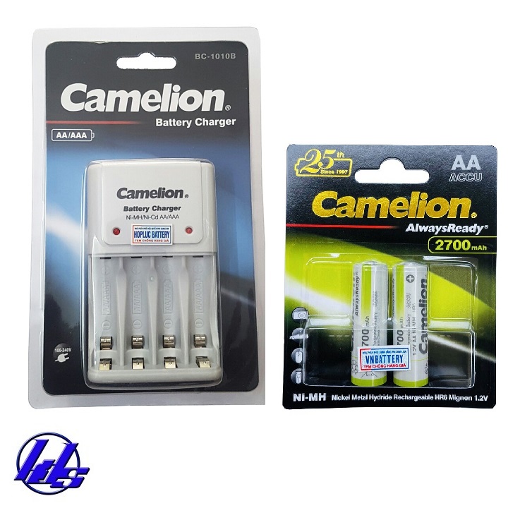 Bộ sạc camelion bc-1010b kèm 2 pin sạc aa 2700mah alwaysready