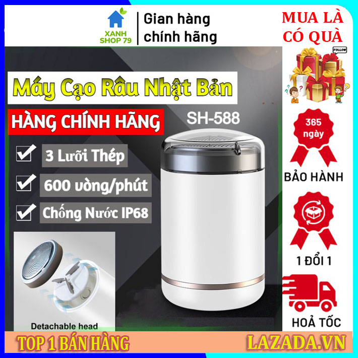 Máy cạo râu nam mini nhỏ gọn cao cấp SH-588 công nghệ nhật bản, máy cạo râu điện nam đa năng 3 lưỡi Trefoil không đau rát, pin sạc siêu khỏe, dao cạo râu điện, dụng cụ cạo râu chính hãng, dòng máy cạo râu bỏ túi - BH 12 THÁNG