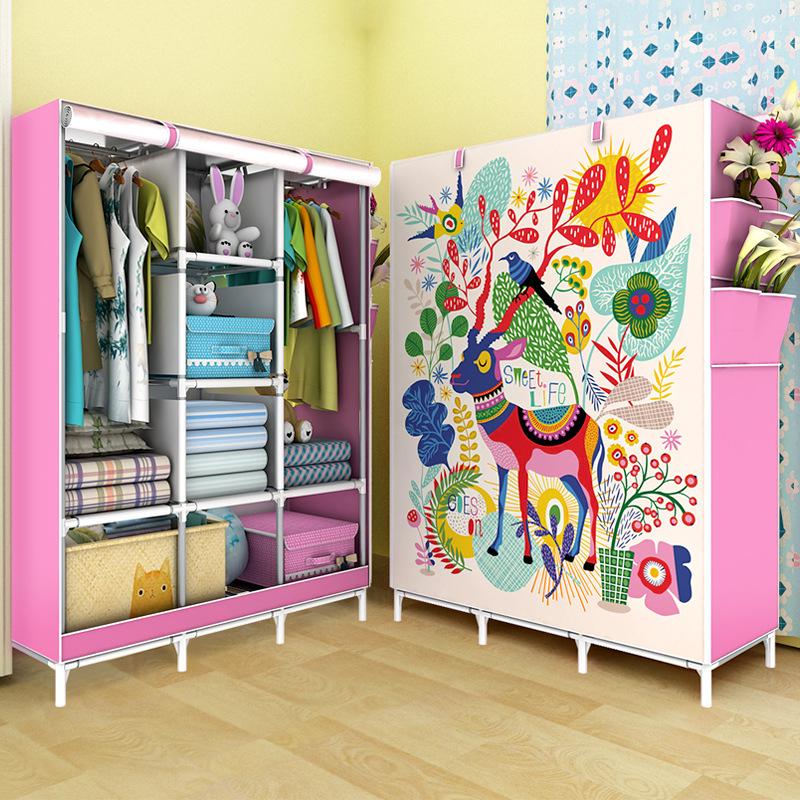 Tủ vải quần áo 3D 3 buồng 8 ngăn khung inox  - Tủ Vải Đựng Quần Áo, Kệ Treo Quần Áo Tự Lắp Ghép Tiện Dụng Khung Thép Chắc Chắn + Tặng bộ 5 thìa inox