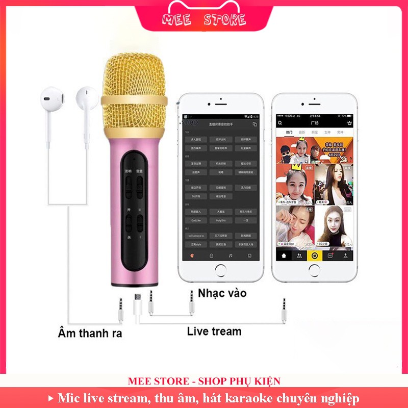 Micro Karaoke Livestream Thu Âm C11 Cao Cấp + Tặng Tai Nghe