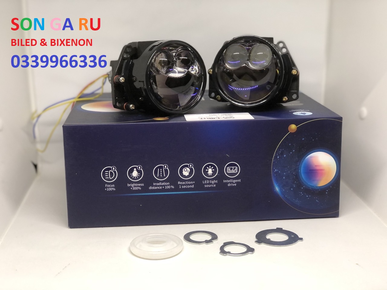 Đèn bi led s-light pro x2 trợ pha laser 3 inch