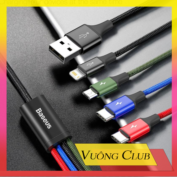Baseus cáp 4 trong 1 usb 3.5a max 1.2m sạc điện thoại iphone samsung xiaomi huawei asus oppo vivo cáp sạc micro / usb / type c
