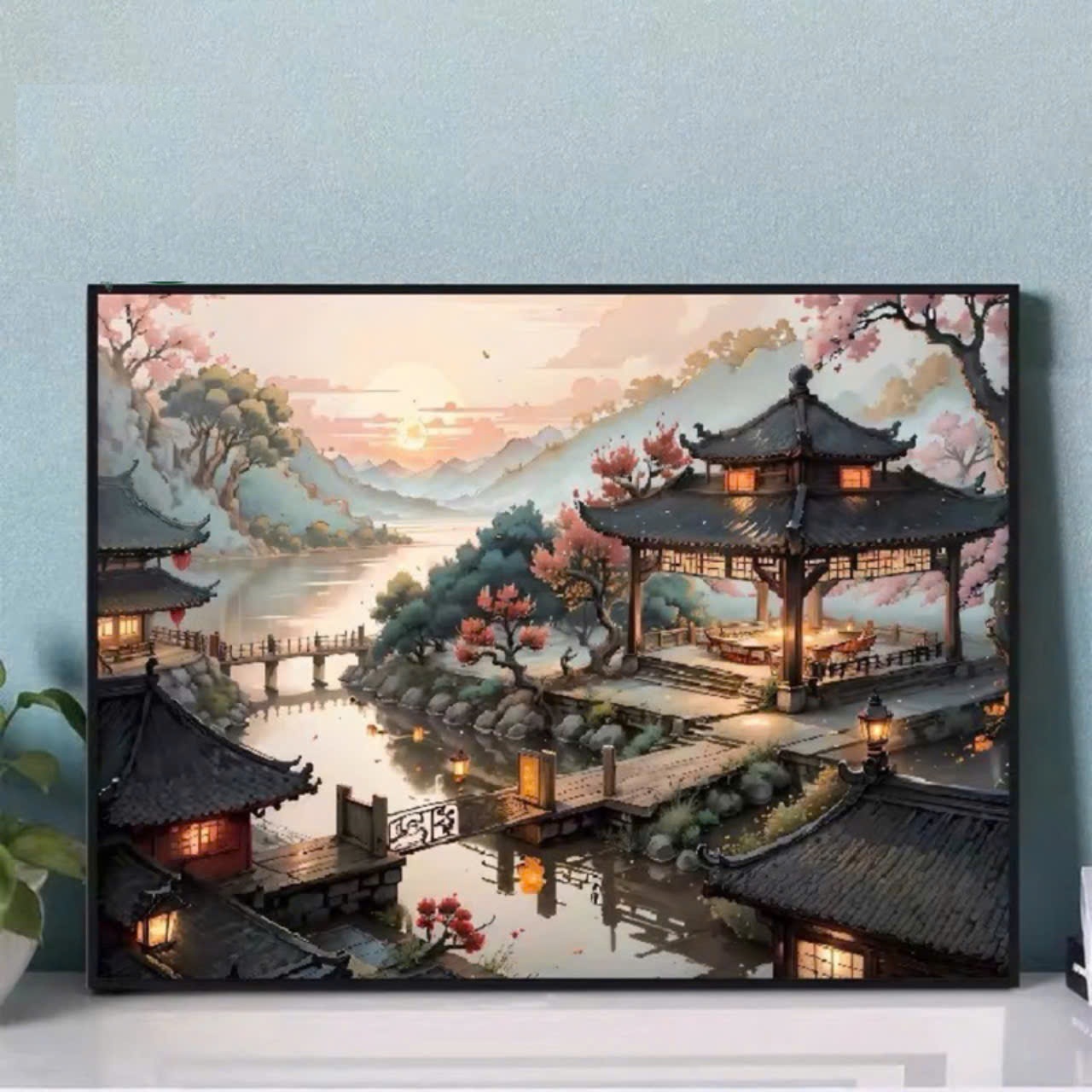 KHUNG 1.6 CM- Tranh sơn dầu số hóa rẻ,đẹp,tranh tô màu theo số- ĐÃ CĂNG KHUNG 40x50,CÓ SƠN BÓNG-MÀU-CỌ-MÓCTREO