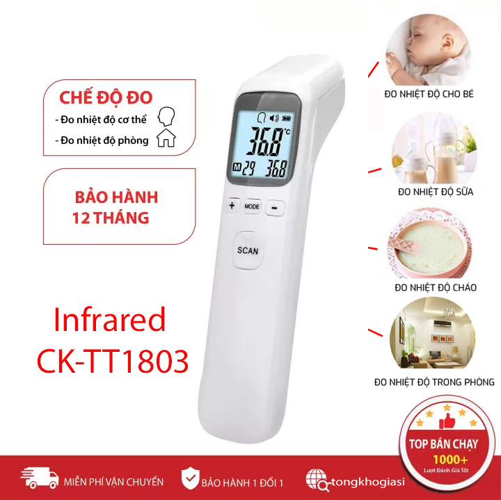 [HCM]Nhiệt Kế Điện Tử Hồng Ngoại Đo Trán Đo cơ Thể Cho Bé loại Cao Cấp Có đèn
