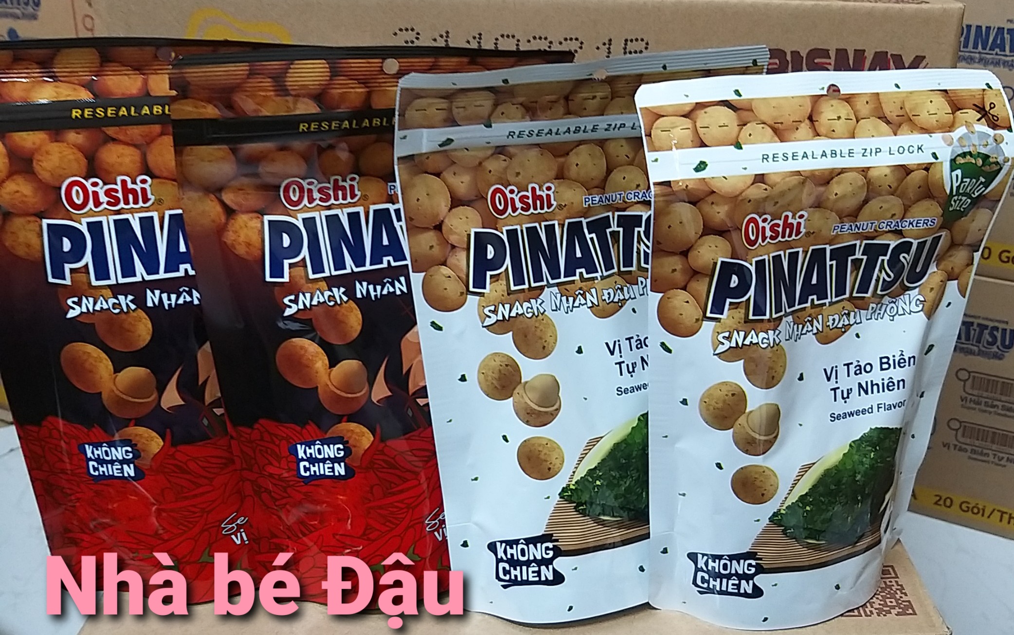 Combo 10 gói Snack Đậu phộng Oishi Pinattsu Mix 2 vị Hải sản siêu cay +