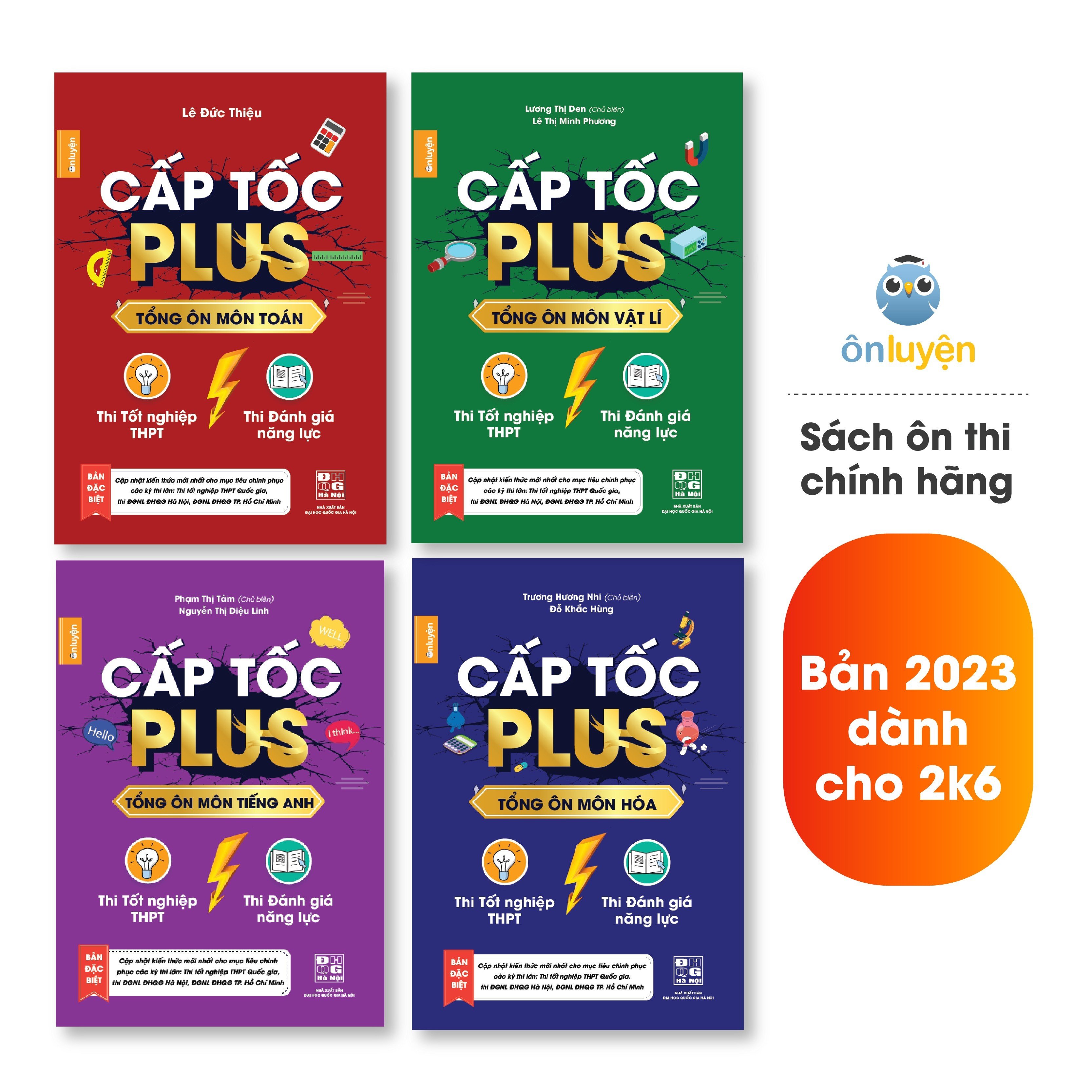 Combo 4 cuốn cấp tốc plus môn toán, lí, hóa, anh - nhà sách ôn luyện