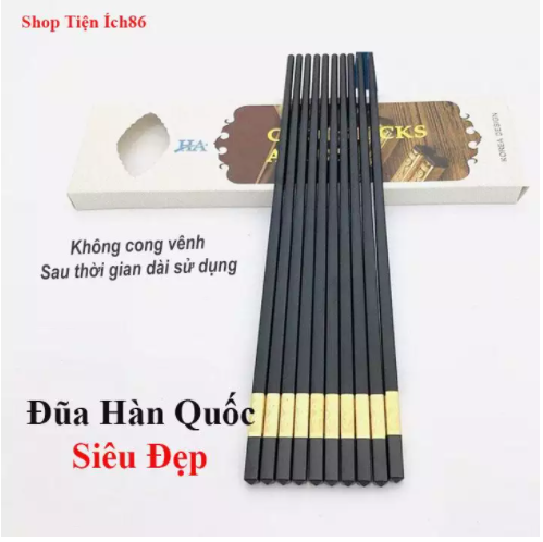 [XẢ KHO] Combo Combo 10 Đôi Đũa Hợp Kim Mạ Vàng Hàn Quốc Cao Cấp,Đũa Ăn Cao Cấp Đũa Khảm Vàng Hàn Quốc Chống Trơn- Chống Trượt- Chống Mốc- Không Độc Hại An Toàn Sức Khỏe