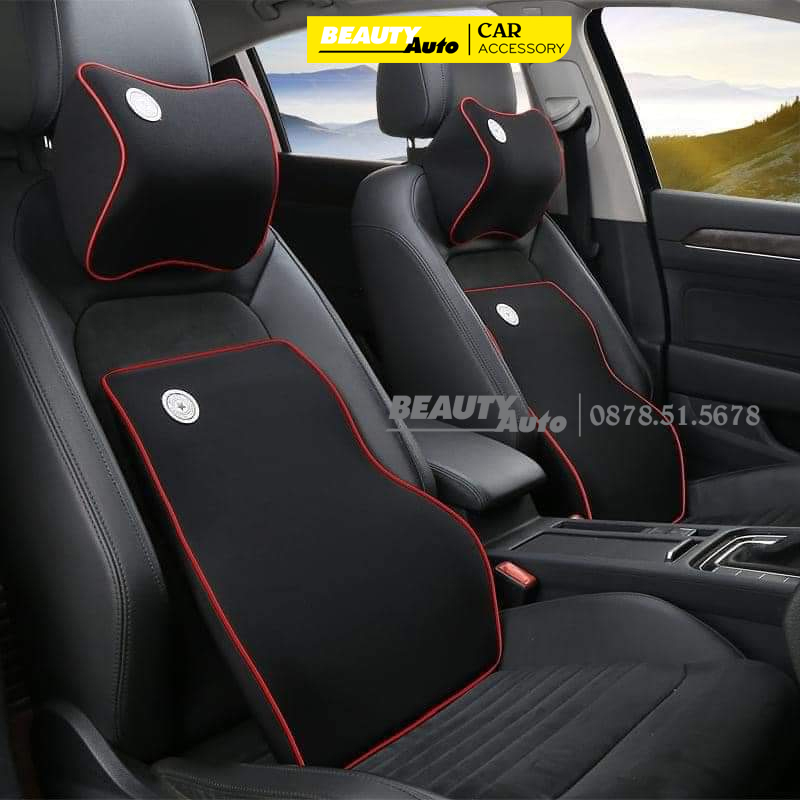 Bộ Gối Tựa Đầu Và Tựa Lưng Ô Tô Cao Su Non Cao Cấp Chống Mỏi Lưng Mỏi Cổ, Siêu Đàn Hồi, 4 Màu Dễ Dàng Lựa Chọn