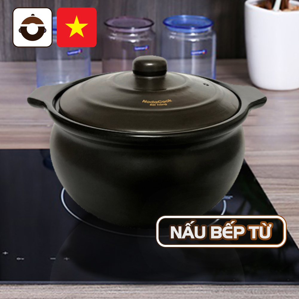 Nồi Đất Bếp Từ 2 Lít NodaCook Bát Tràng (Màu Đen) Chuyên biệt nấu trên Bếp Từ
