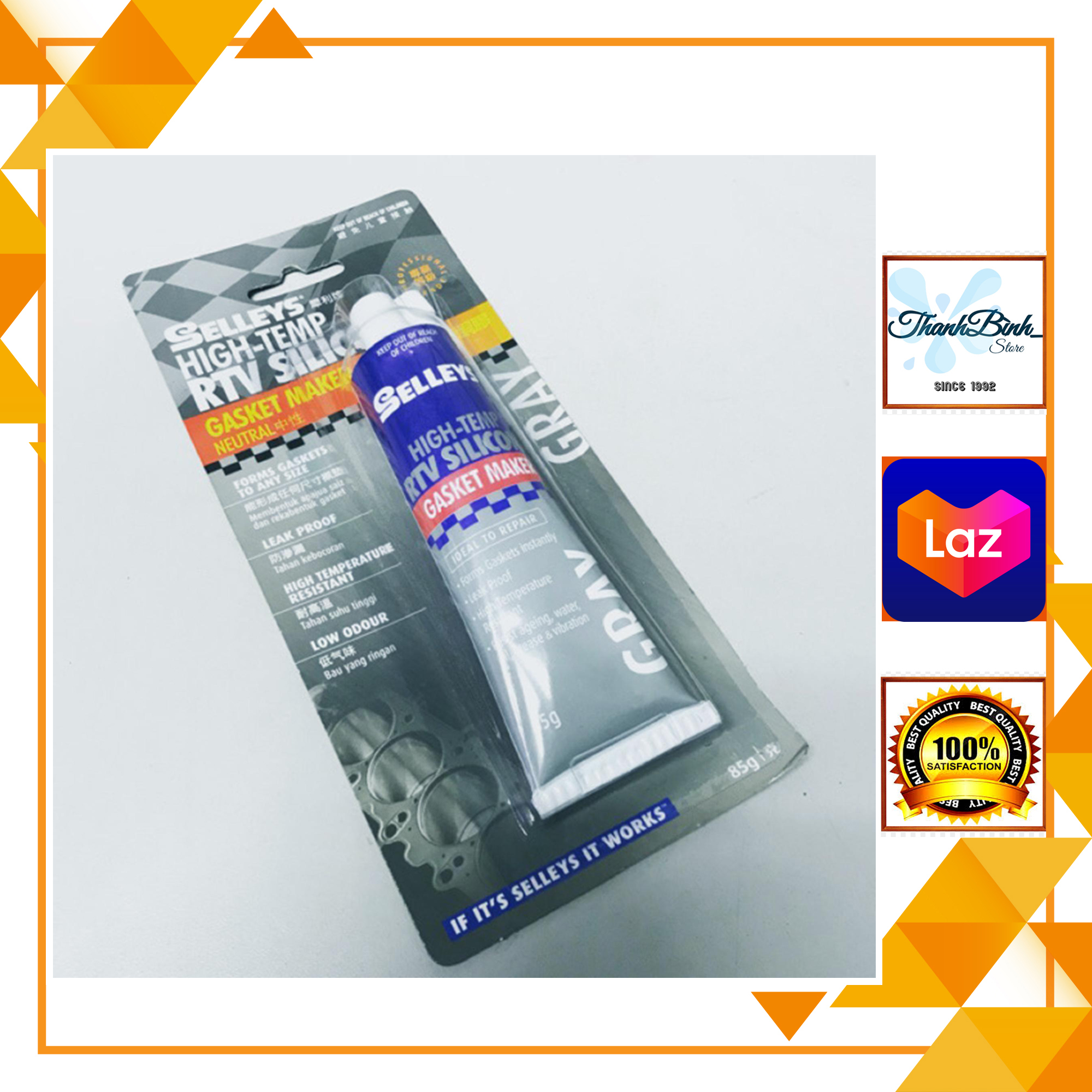 KEO SILICONE LÀM GIOĂNG MÁY CHỊU NHIỆT CAO SELLEYS RTV SILICONE 85G- MÀU GHI