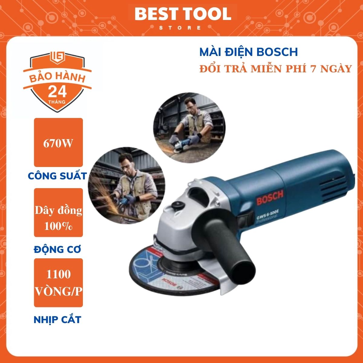 Máy mài góc điện, máy cắt cầm tay bosh 670w - máy cưa - máy đánh bóng - máy chà nhám - hàng liên doanh
