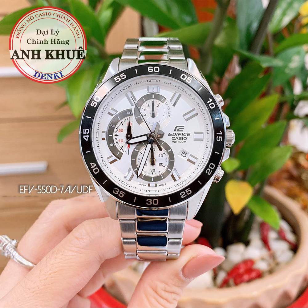Đồng hồ nam kim loại casio edifice standard anh khuê efv-550d-7avudf dây thép không gỉ