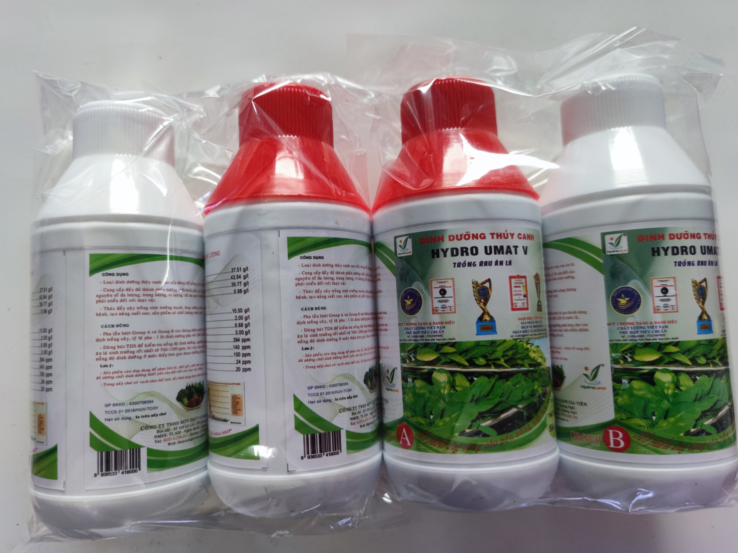 Combo 2 cặp dinh dưỡng thuỷ canh Hyrdo Umat V, phân phối chính hãng Thuỷ canh Gia viên - 2 cặp x 500ml