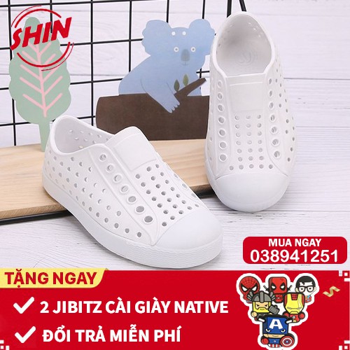 Giày Native Cho Bé Giày Native Cho Bé Họa Tiết Trắng Full Shinnative27 Tặng 2 Jibitz Native