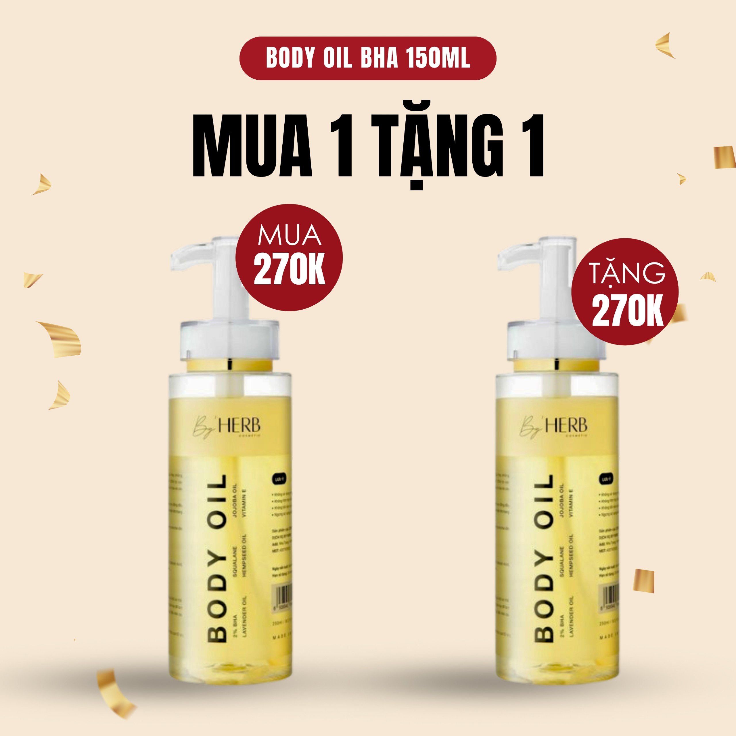 Dầu dưỡng da body - body oil bha by'herb 250ml