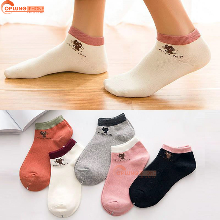 (SET 10 ĐÔI) Tất Vớ Nữ Ulzzang Mèo Miu Miu Cổ Ngắn Cổ Thấp Hàn Quốc