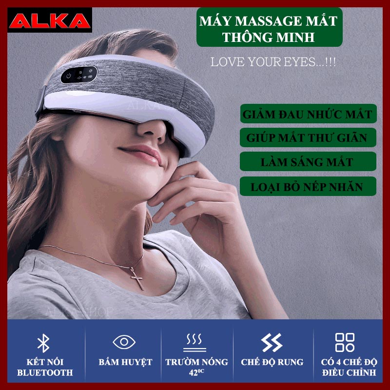 Máy Massage mắt thông minh ST201B, kính massage mắt làm giảm thâm mắt, bọng mắt, máy matxa làm giảm nhức mỏi mắt, cải thiện chức năng vùng mắt Alka shop.