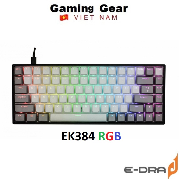 [Mã ELBAU5 giảm 5% tối đa 500K] Bàn phím cơ gaming E-Dra EK384 RGB - LED RGB - Huano Switch - Kết nối Type-C