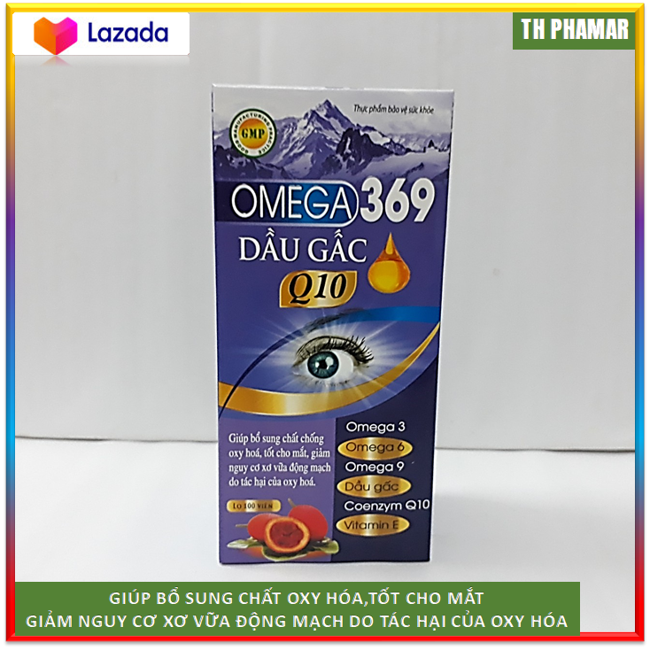 Viên uống  dầu cá , đầu gấc Omega 3 6 9 omega Q10, sáng mắt, khỏe mạnh tim mạch, tăng cường trí nhớ - Hộp 100 viên thành phần dầu gấc
