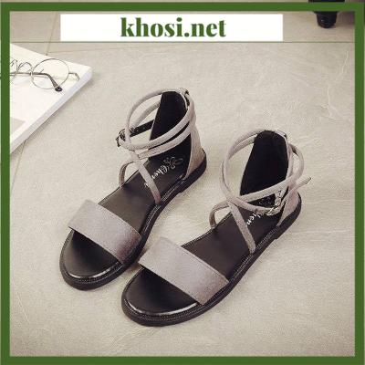 Giày sandal nhung ngang dây chéo cổ chân