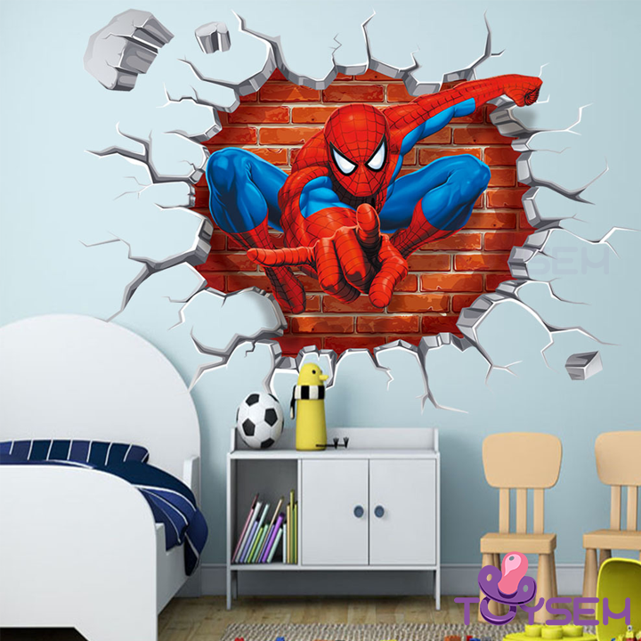 Decal dán tường spider man trang trí phòng cho bé - Giấy dán tường hoạt hình người nhện - Quà tặng sinh nhật cho bé