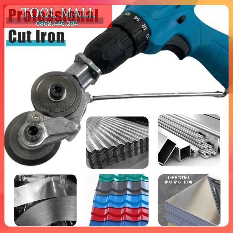Đầu lưỡi cắt tôn gắn máy khoan - kéo cắt tôn lắp máy khoan pin - bộ chuyển đổi máy khoan thành máy cắt tôn cầm tay