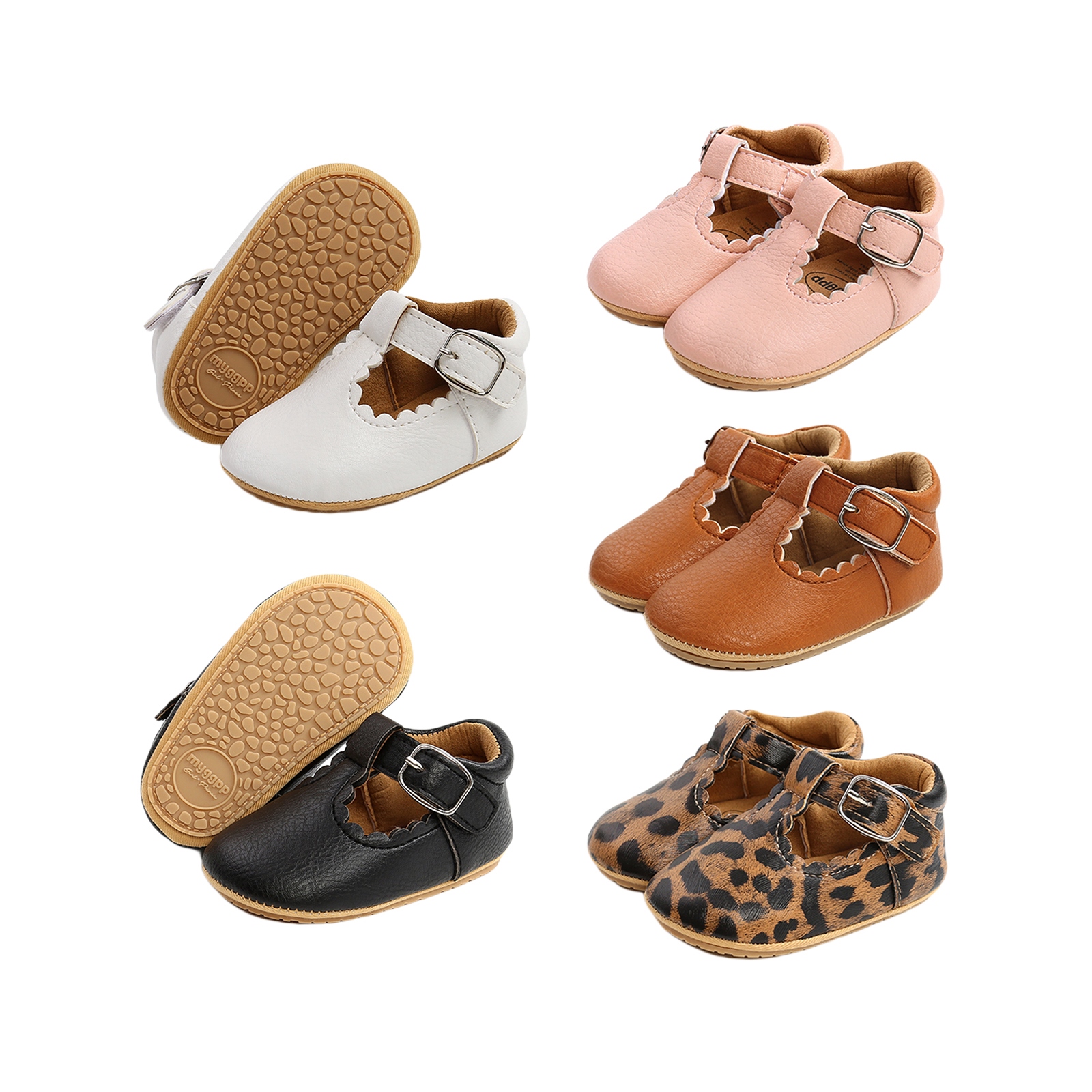 hot 0-18M Baby Shoes Leather Girl Multicolor Rubber Anti
