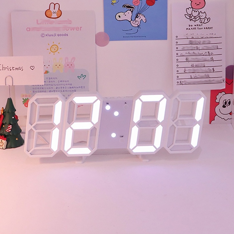 Đồng hồ điện tử led 3d để bàn, đồng hồ treo tường cao cấp - báo thức & đo nhiệt độ và hiển thị ngày giờ tháng năm