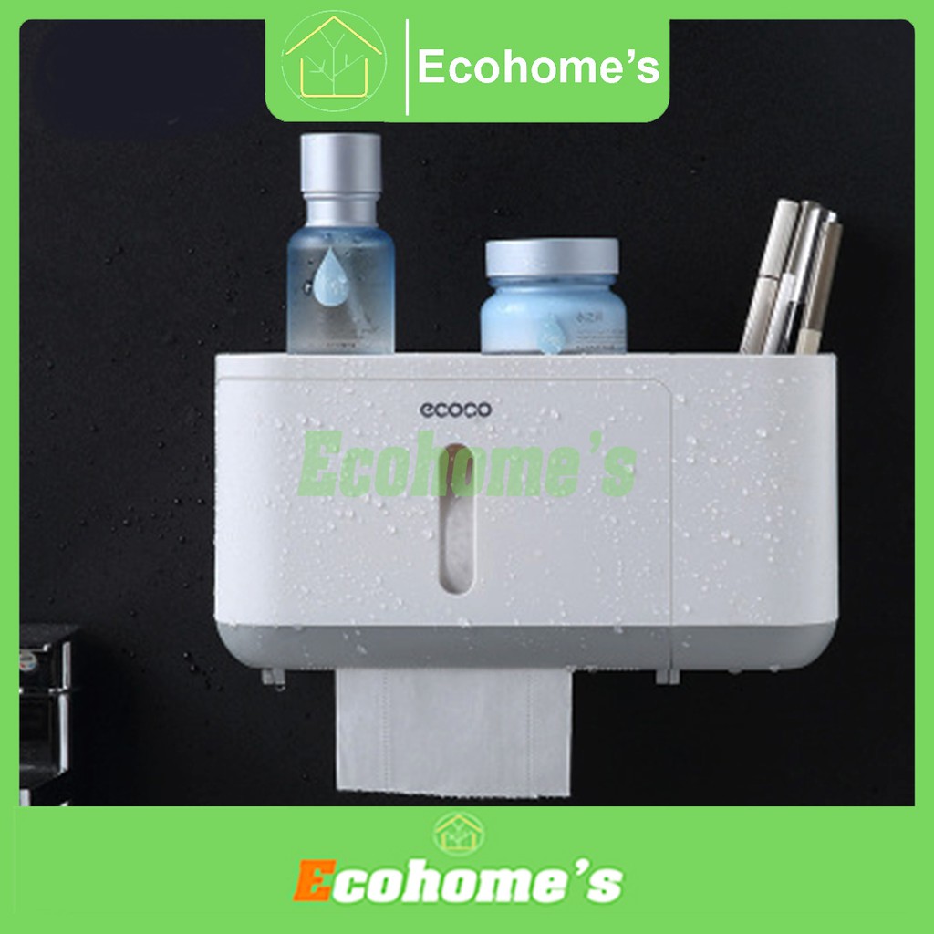 Hộp Đựng Giấy Toilet , Hộp Đựng Giấy Vệ Sinh Hút Chân Không , Kệ Để Giấy Vệ Sinh - Hãy Mua HỘP ĐỰNG GIẤY VỆ SINH ECOCO Hai Ngăn Chứa , Nội Thất Sang Trọng, Tinh Tế