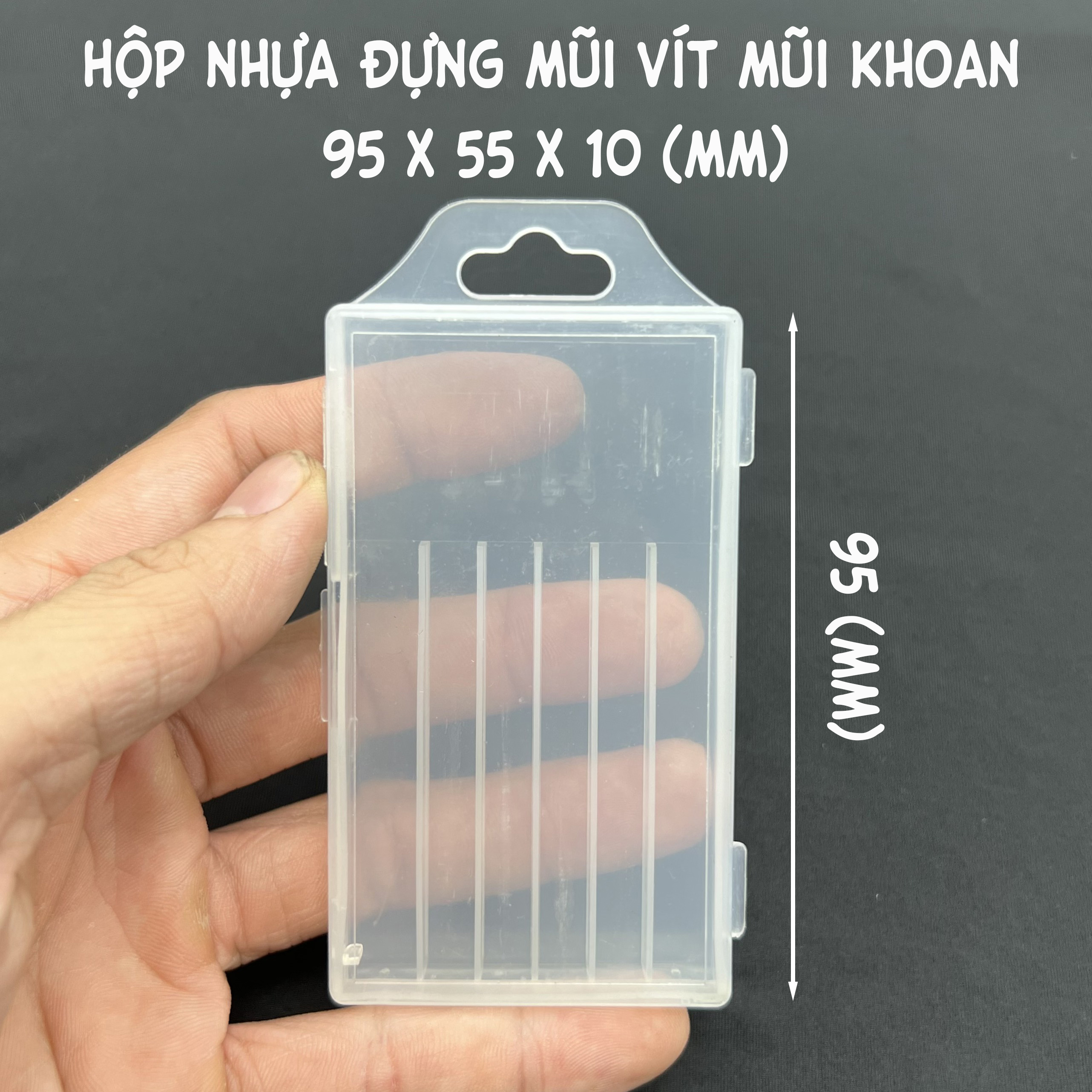 Hộp nhựa chứa đựng mũi vít, mũi khoan loại nhỏ - 95 x 55 x 10