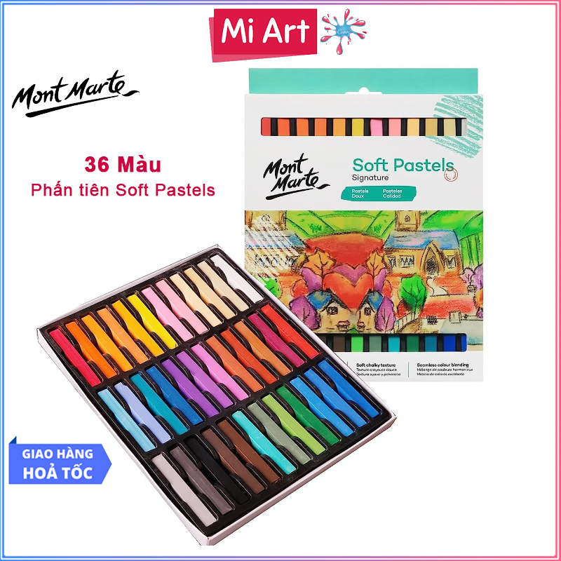 [Giao Hỏa Tốc] Bộ Phấn tiên Mont Marte 36 Màu - Signature Soft Pastels 36pc - MMPT0005 - Phấn màu vẽ tranh