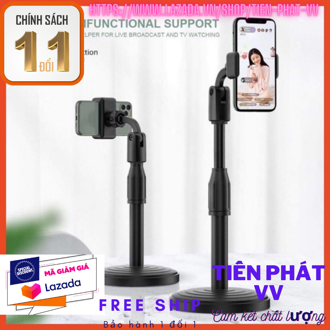 Giá đỡ tripod cao cấp để bàn kéo cao từ 20cm đến 35cm hỗ trợ livestream, chụp hình, quay video kèm đầu kẹp điện thoại
