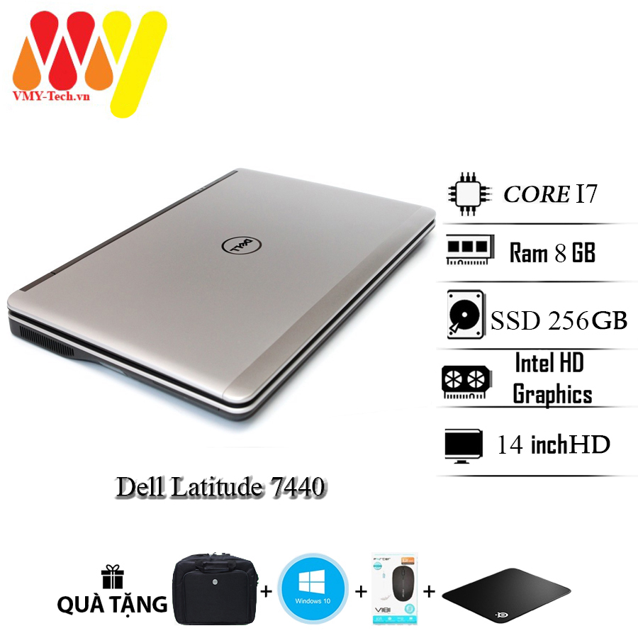 Laptop Dell Latitude 7440 E7440 giá rẻ, Core i7, Ram 8gb, ổ cứng SSD 256gb, màn 14inch FHD cảm ứng, laptop cũ giá rẻ 99% zin lướt