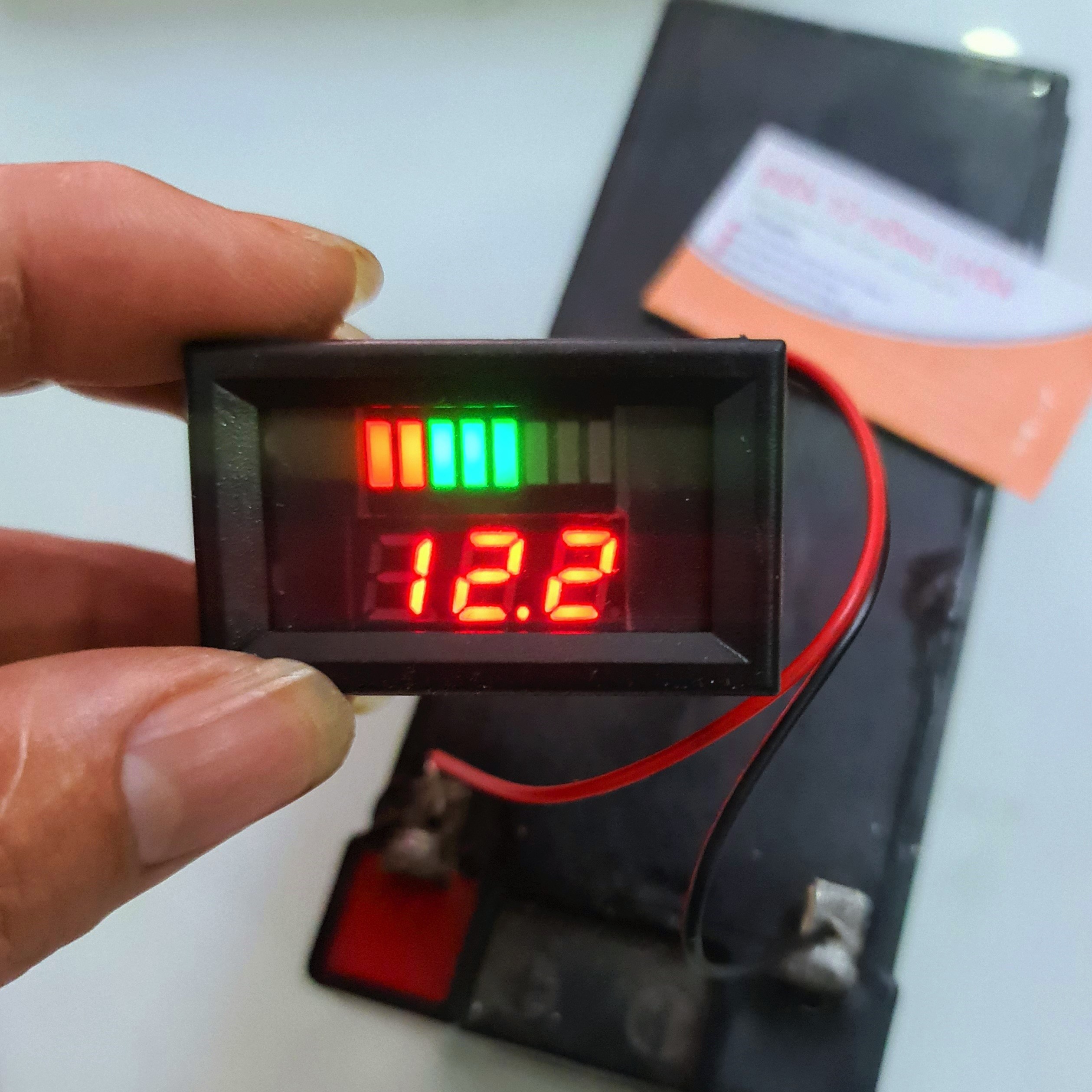 Đồng hồ đo vôn (Vol kế) vừa báo vol vừa báo Dung lượng bình acquy 12v - 24v. Mạch báo pin 3S 12.6V