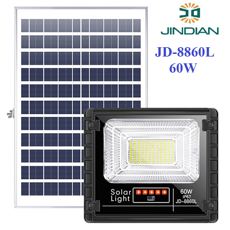 Đèn Năng Lượng Mặt Trời 60W JINDIAN JD8860L - Model 2021 | BẢO HÀNH 2 NĂM | Thời gian chiếu sáng 10-12h, có điều khiển từ xa. Tiết kiệm điện năng, an toàn khi sử dụng