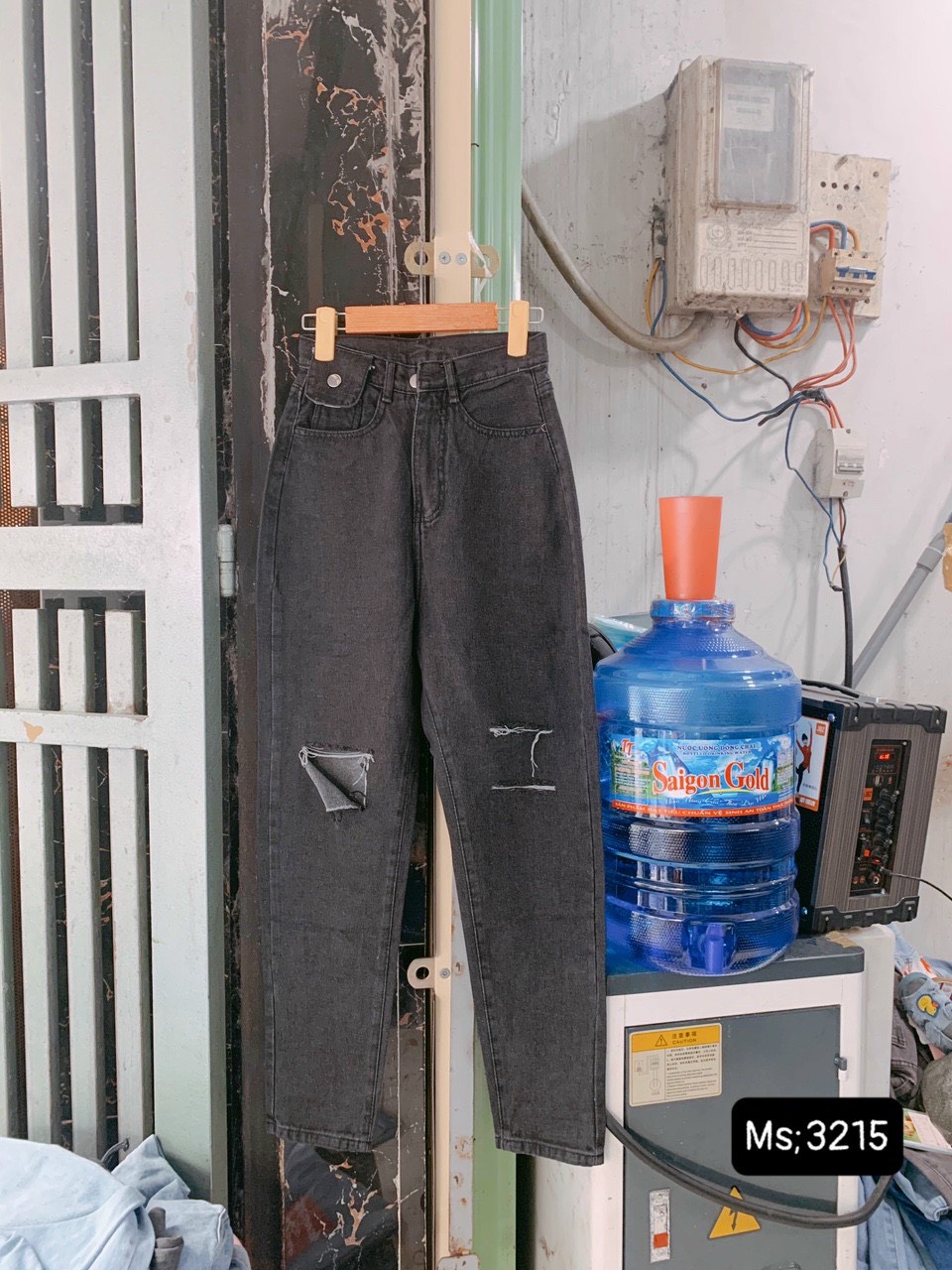 Baggy jeans túi nắp rách 3line