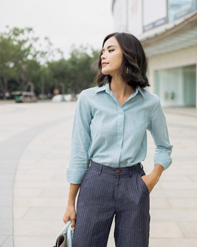 Áo Sơ Mi Nữ Linen Xanh Pride F2 SMW360