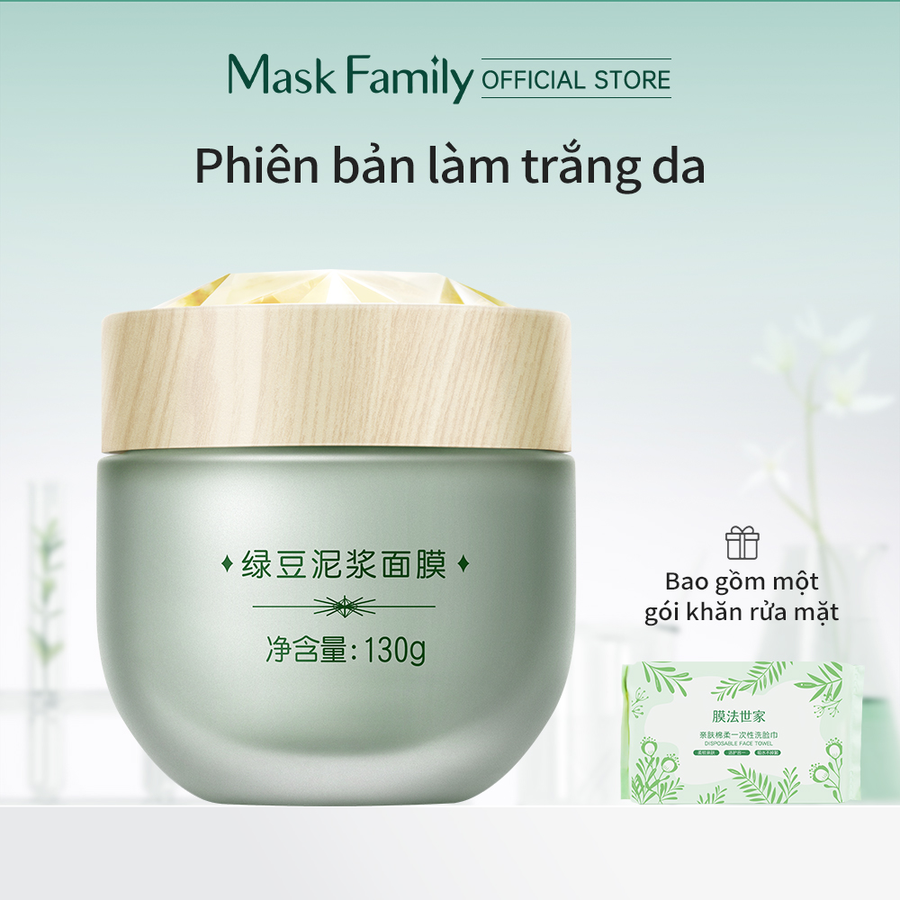 MASK FAMILY Làm Sạch Sâu Mặt Nạ Bùn Khoáng Đậu Xanh Làm Trắng Chống Mụn Trứng Cá, Làm Sạch Lỗ Chân Lông, Làm Mờ Dấu Vết Mụn Trứng Cá, Tiêu Diệt Mụn Đầu Đen 125G
