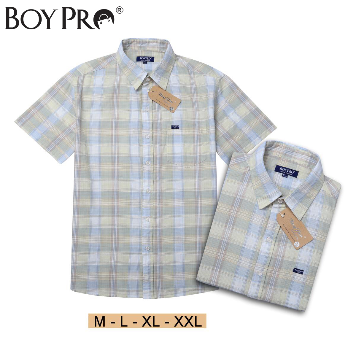 [MUA 2 GIAM 10K 3 GIAM 25K] Áo Sơ Mi Nam Sọc Caro Boypro Cao Cấp BP012 Sọc Xanh Trắng