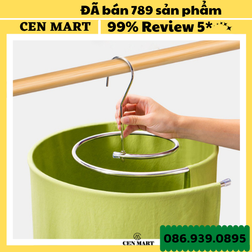 Móc treo chăn mền, phơi đồ quần áo, chăn ga, thảm rèm hình xoắn ốc tròn INOX chịu lực 10kg