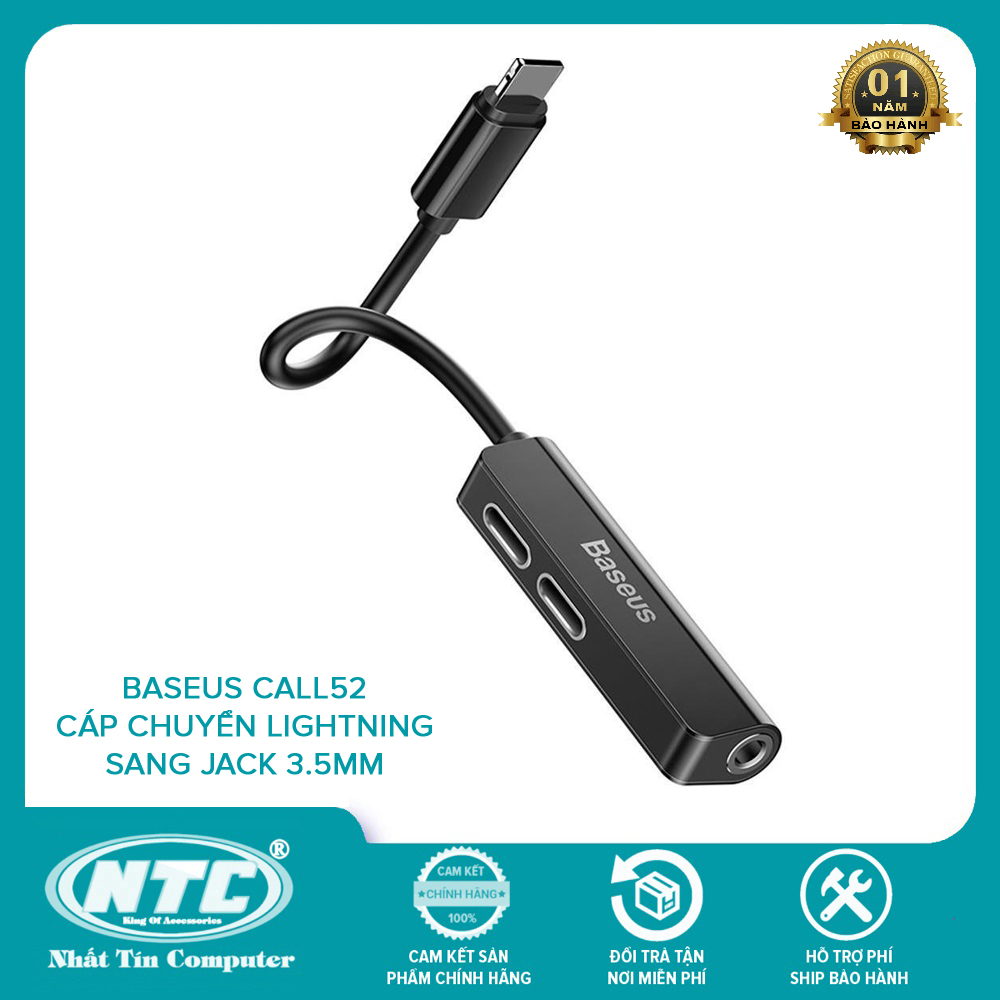 [DUY NHẤT 15.04 - NHẬP MÃ LAZSOCIALSALE1503 GIẢM 15% CHO ĐƠN 250K] Cáp chuyển Lightning sang jack 3.5mm Baseus CALL52 (L52) - tích hợp thêm 2 cổng lightning phụ (nhiều màu)