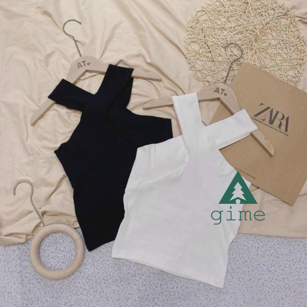 Áo hai dây nữ , áo 2 dây nữ đan chéo màu đen màu trắng mặc được 2 kiểu hàng đẹp vải dày dặn co giãn 4 chiều