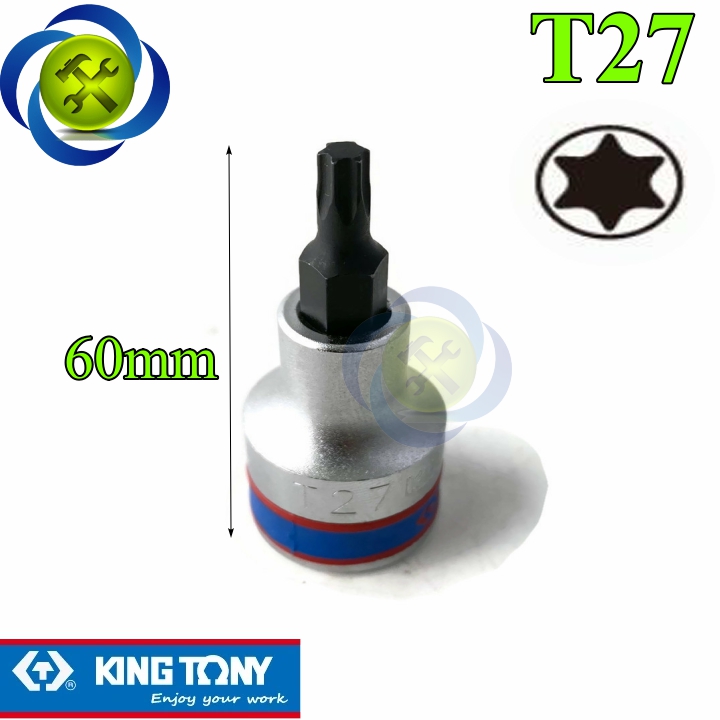 Đầu tuýp sao t27 1/2 kingtony 402327 dài 60mm trắng đen