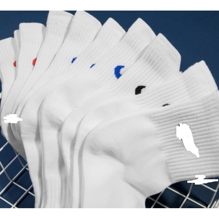 Tất Nam Nữ N/ik.e Cổ Cao Có Tai -  Cao Cấp Nền Trắng Logo Xanh