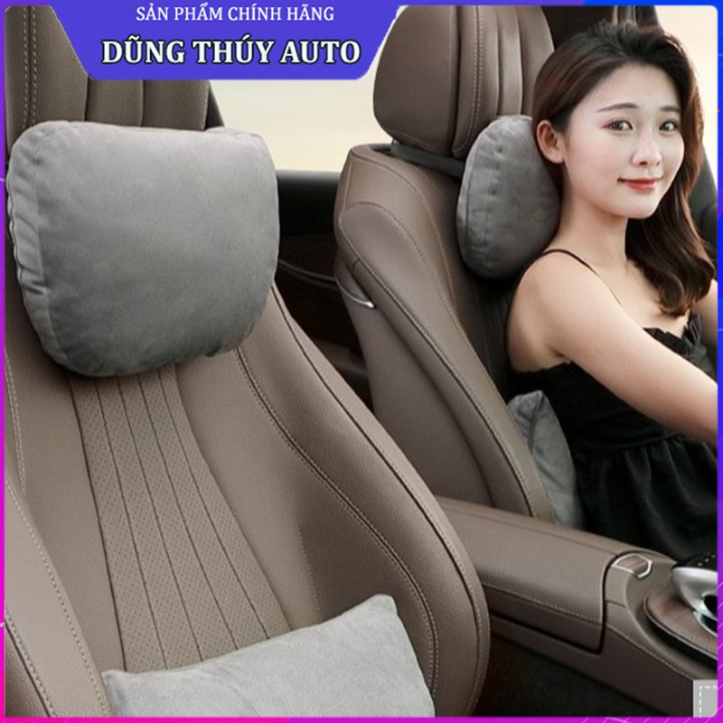 Tựa đầu tựa lưng ghế ô tô chống đau mỏi, gối tựa đầu đệm lưng ô tô xe hơi da lộn, Gối ôm Maybach