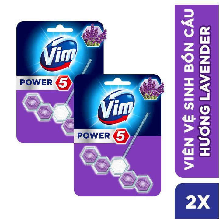 Combo 2 vỉ viên vệ sinh treo bồn cầu vim power hoa oải hương 55g
