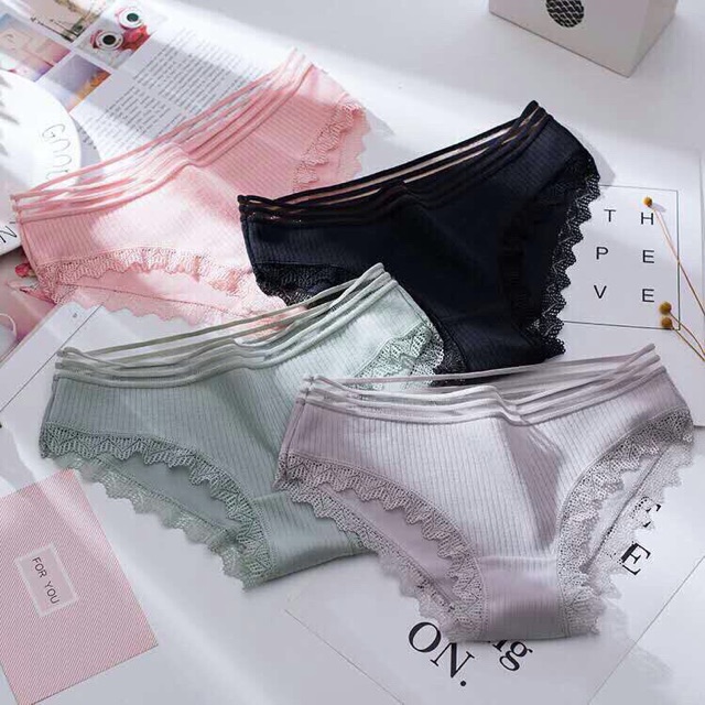 Quần lót tăm tre viền ren, Quần lót nữ vải ren mềm mại xuyên thấu gợi cảm -Quần Lót Gân Tăm Viền Ren Siêu Đẹp