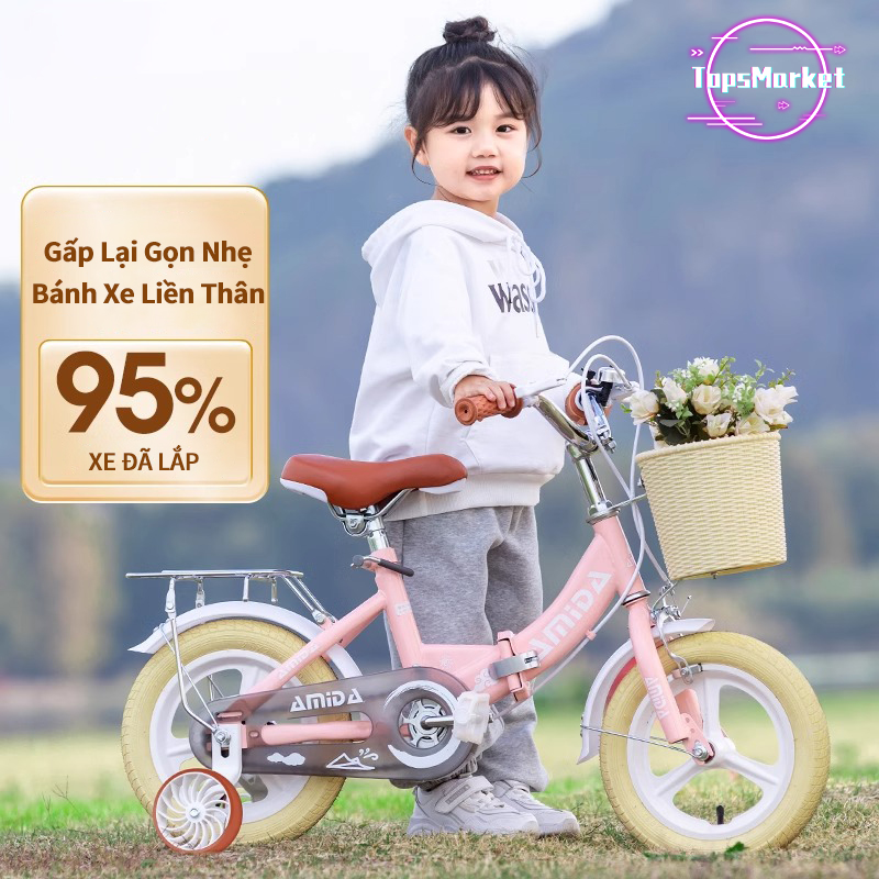 Xe đạp trẻ em mẫu mới, xe đạp bé trai 3-6 tuổi, bánh xe phụ gấp gọn
